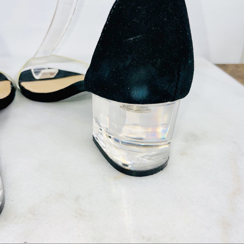 Steve Madden Black Vinyl Block Heel Sandals - Picture 6 of 9